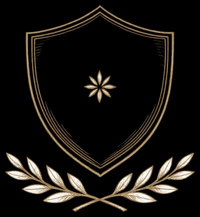 Decorative shield with botanical branches